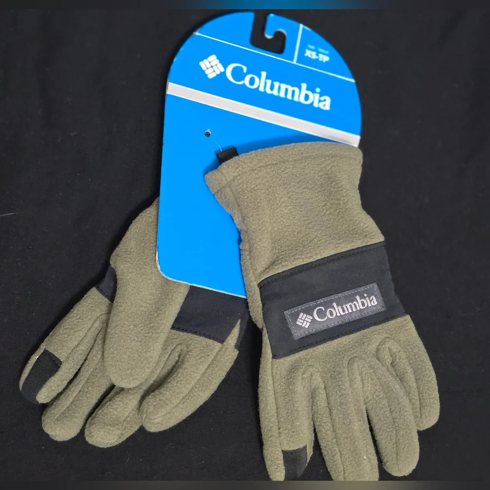 Columbia Olive Green Fleece Gloves Youth XS